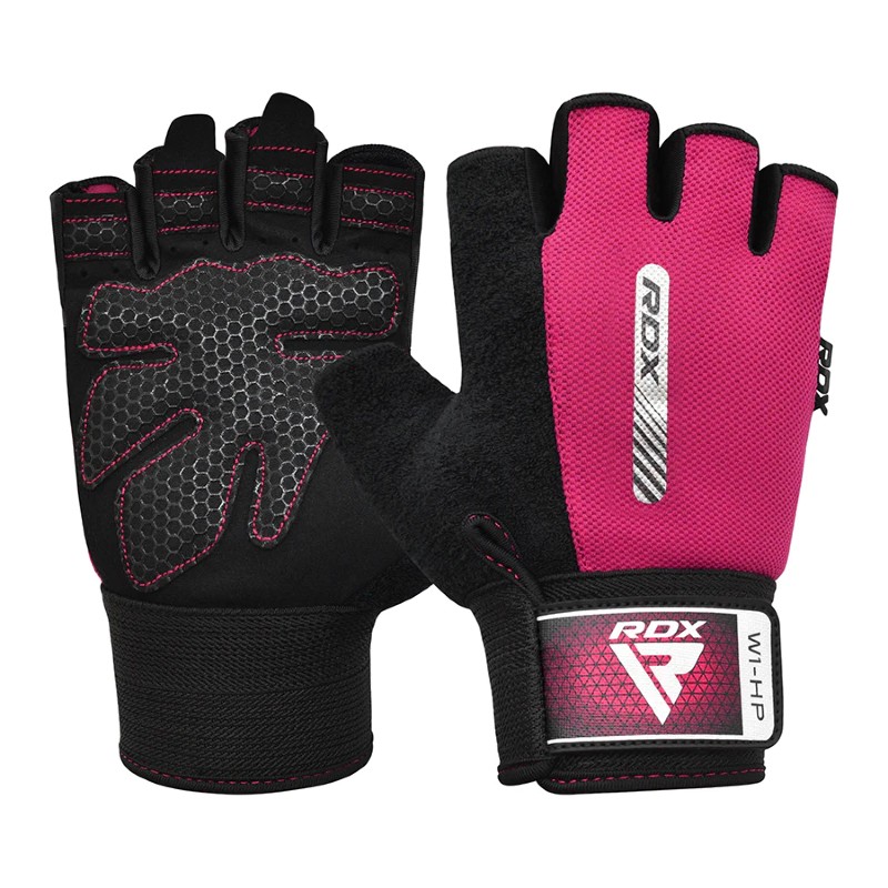 RDX Sports W1 Half-Finger Workout Grip Gloves (Pink)